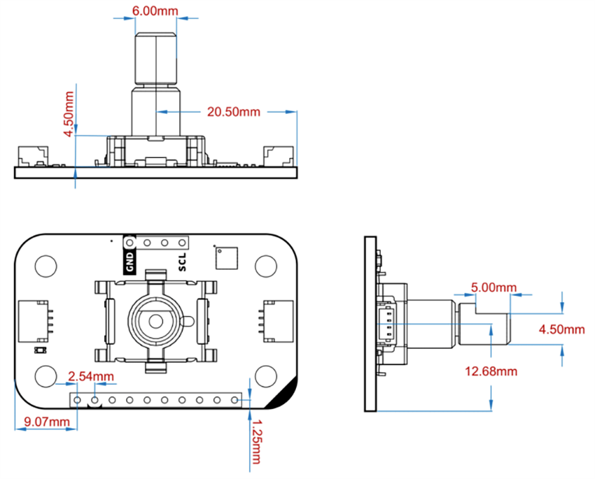 機械図面 - Arduino Modulino®ノブ